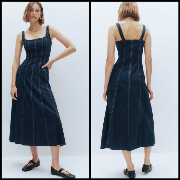 NWT Reformation Amory Denim Midi Dress - Picture 2 of 14